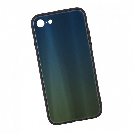 Купить Защитная крышка «LP» для iPhone SE 2/8/7 «Rainbow Glass Case» (зеленый градиент/коробка)