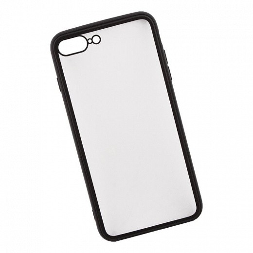 Купить Защитная крышка «LP» для iPhone 7 Plus/8 Plus «Glass Case» с черной рамкой (прозр. стекло/коробка)