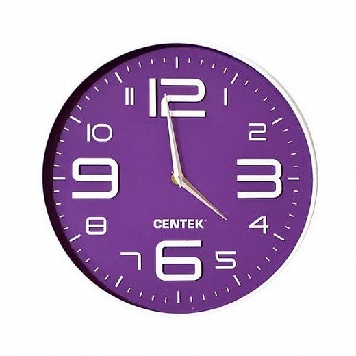 Купить Часы настенные Centek СТ-7101 фиолетовые, диаметр 30см