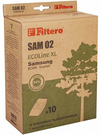 Купить Пылесборники Filtero SAM 02 ECOLine XL (бумажные), 10 шт + микрофильтр