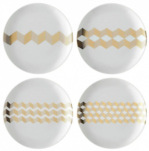 Купить Набор блюдец Signature, Chevron, Ø16cm, золото, 4 шт.