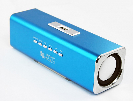 Купить Колонки портативные «LP» K-101 Синие (Металл+3,5 мм+USB+microSD+заменяемый АКБ+FM радио) (коробка)