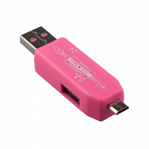 Купить USB/Micro USB OTG Картридер «LP» слоты Micro SD/USB (розовый/коробка)