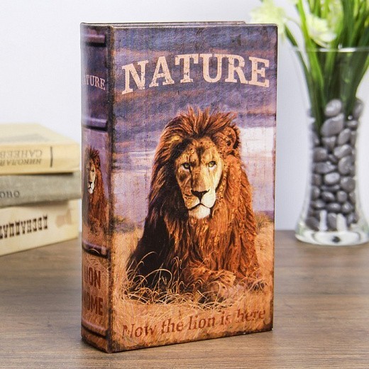 Купить Сейф-книга дерево - Природа льва, кожзам 21х13х5 см