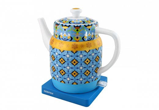 Купить Чайник керамический Centek CT-0066 1.8л, 2150W, цветной рисунок, керамика, квадратная подставка