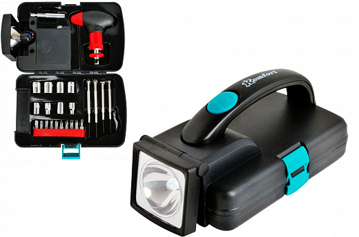 Купить Набор ручного инструмента Komfort KF-1015 с фонарем, 24 инструмета 