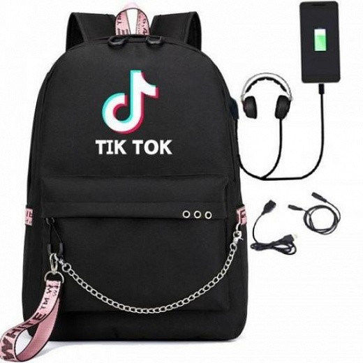 Купить Рюкзак с кабелем для зарядки и наушников TikTok
