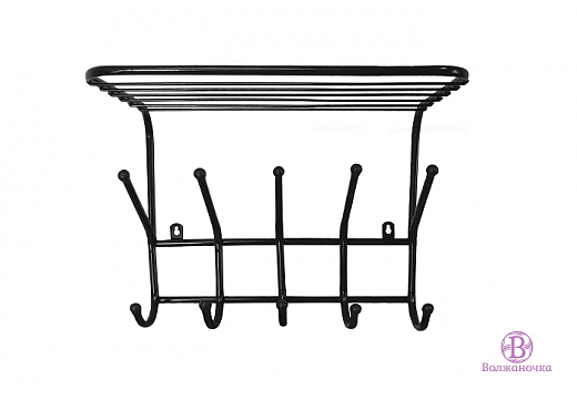 Купить Вешалка настенная Волжаночка ВСП-115 Престиж с полкой 5 рожков (черная)