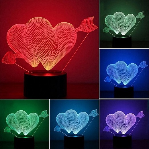Купить Светильник 3D - Сердце со стрелой