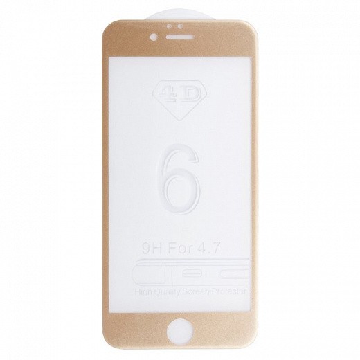 Купить Защитное стекло «LP» для iPhone 6/6s 4D, гибридное стекло, акриловая рамка(золото)