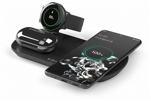 Купить Зарядная док станция беспроводная для смартфонов Samsung / Galaxy Watch / Buds, 10 Вт, 3 в 1