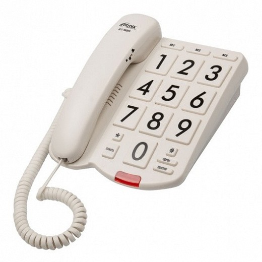 Купить Телефон проводной RITMIX RT-520 ivory, без дисплея, с большими кнопками и крупн. цифрами, цвет слоно