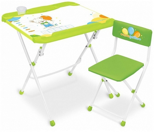 Купить Комплект Nika стол + стул Нашидетки с медвежонком (КНД5/2) 60x52 см зеленый/белый