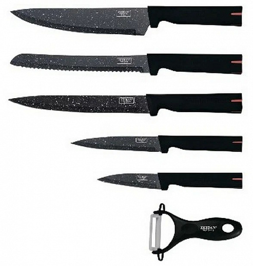 Купить Набор ножей Zeidan Z-3097 6пр лезвия с антибак.покрытием ручки прорезиненные
