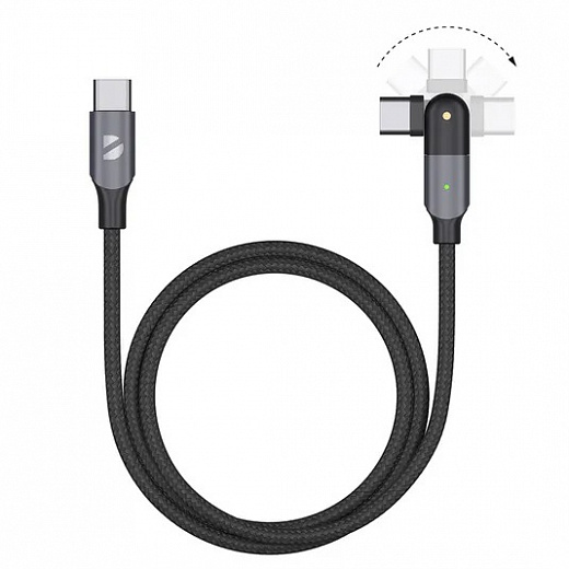 Купить Кабель USB-C - USB-C, поворотный коннектор, 3А, 1,2 м, алюминий, нейлоновая оплётка, 60 Вт