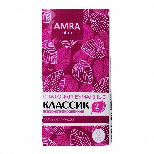 Купить Носовые платочки Amra двухслойные, неароматизированные, 10 шт.