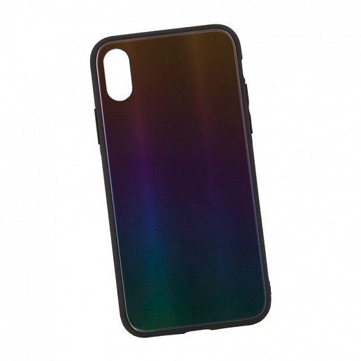 Купить Защитная крышка «LP» для iPhone X/Xs «Rainbow Glass Case» (золотой градиент/коробка)