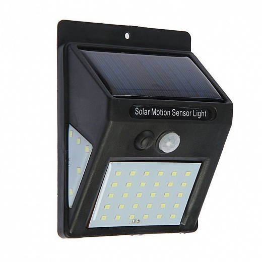 Купить Светильник уличный с датчиком движения, солнечная батарея, 8 Вт, 30+5+5 LED, черный