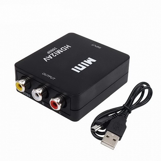 Купить Переходник c HDMI на тюльпан (AV, RCA), черный | Мелеон