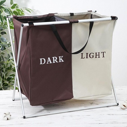Купить Корзина для сортировки белья двойная - Dark or Light