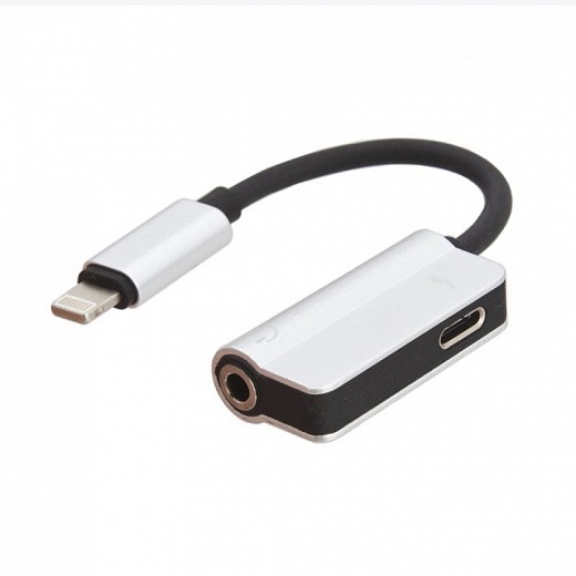 Купить Аудиокабель переходник «LP» для Apple Lightning 8-pin на 3,5 мм. + зарядка (серебро/европакет)