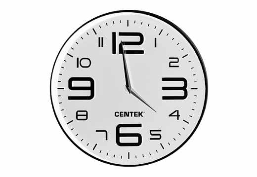 Купить Часы настенные Centek СТ-7101 White 30 см диам., круг, ОБЪЁМНЫЕ ЦИФРЫ, плавный ход