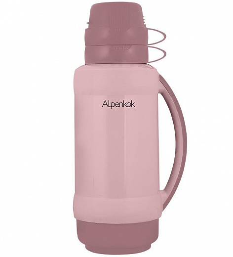 Купить Термос со стеклянной колбой «Alpenkok» AK-10024S, бежево-розовый, 1 л