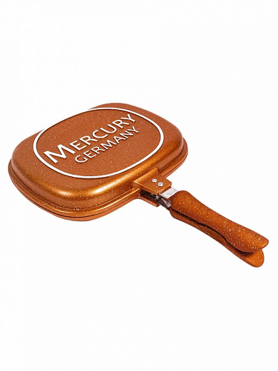 Купить Сковорода двойная с антипригарным покрытием non- stick под мрамор Mercury, MC - 6296 (6) 28 см, золотой
