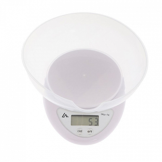 Купить Весы кухонные LuazON LVK-706, электронные, с чашей, до 5 кг, белые
