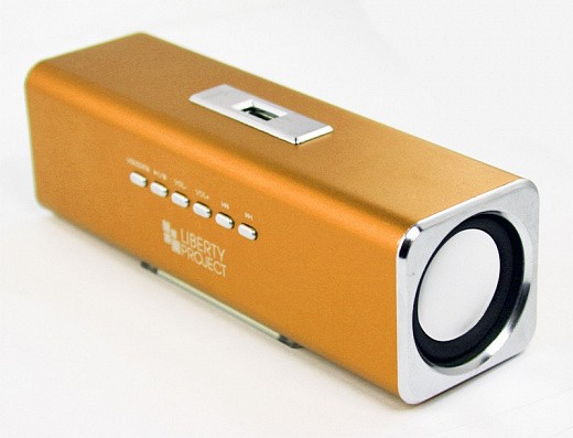 Купить Колонки портативные «LP» K-101 Золото (Металл+3,5 мм+USB+microSD+заменяемый АКБ+FM радио) (коробка)