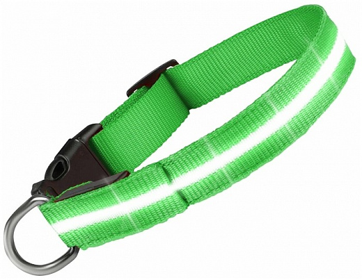 Купить Светящийся ошейник для собак Goodly, светодиодный LED, зеленый, размер M, 30-38 см