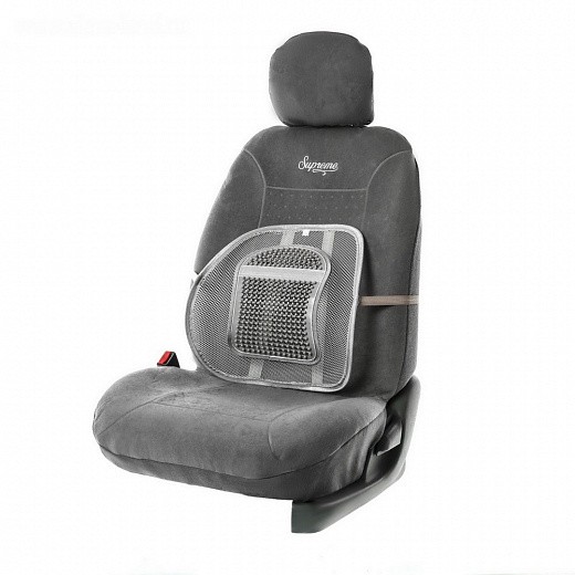 Купить Ортопедическая спинка с вертикальным увеличенным массажером на сиденье, 38 x 39 см, серая