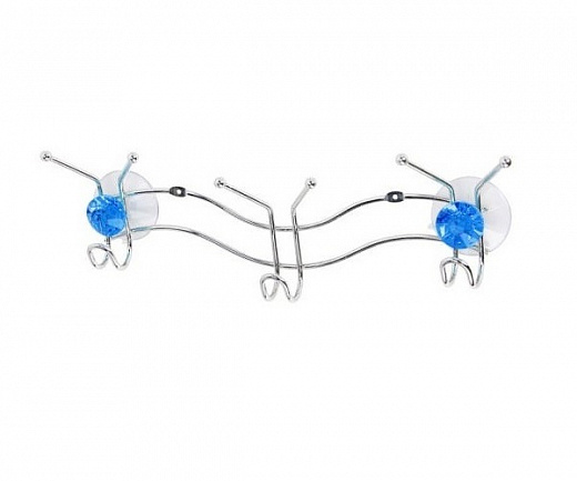 Купить Вешалка с 3-мя крючками W4220А Бриллиант, синий (крепление: 2 присоски) Рыжий Кот