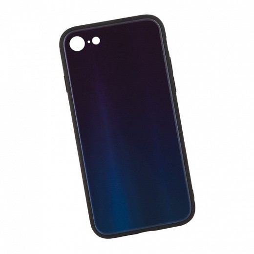 Купить Защитная крышка «LP» для iPhone SE 2/8/7 «Rainbow Glass Case» (синий градиент/коробка)