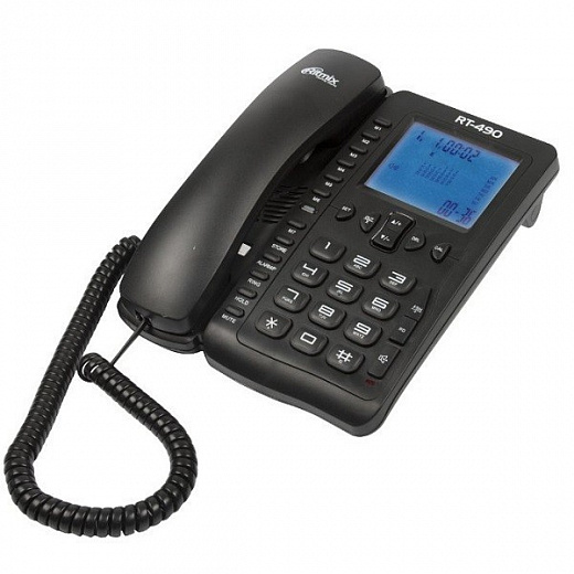 Купить Телефон проводной RITMIX RT-490 black, с большим LCD, FSK/DTMF,99вход./18 исход.+17 память,LCD дата