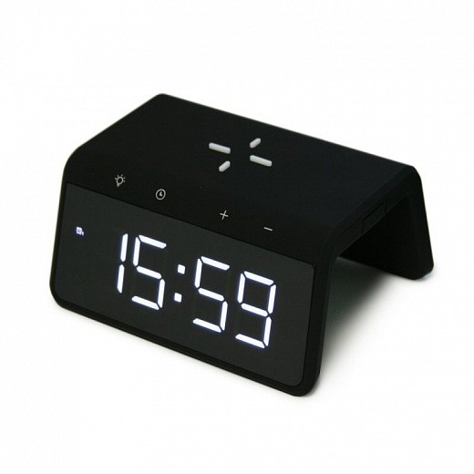 Купить Беспроводное зарядное устройство Zetton часы будильник ночник (ZTSY-W0258QI10WACBLRU) черное
