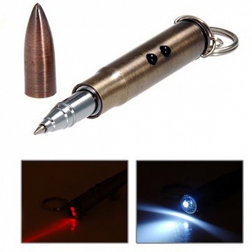 Купить Ручка, фонарик и лазерная указка - в виде пули