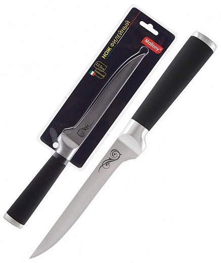 Купить Mallony Нож с прорезиненной рукояткой MAL-04RS филейный, 12,5 см 985364