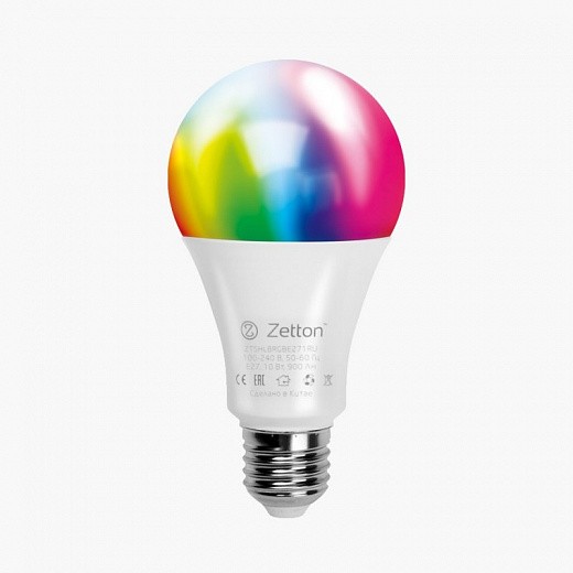 Купить Умная лампа Zetton LED RGBW Smart Wi-Fi Bulb E27 10Вт  ZTSHLBRGBE271RU (коробка)