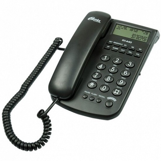 Купить Телефон проводной RITMIX RT-440 black, без дисплея,с большими кнопками и крупн. цифрами, цвет слонов