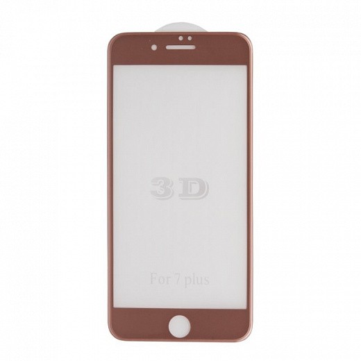 Купить Защитное стекло «LP» для iPhone 8/7 Plus Tempered Glass 3D с рамкой 0,33 мм, 9H (ударопрочное/розово