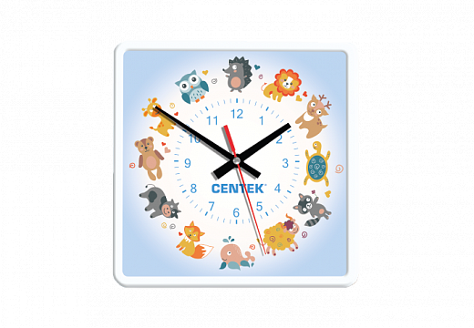 Купить Часы настенные Centek СТ-7103 &lt;Kids&gt; (дети) 25х25 см, квадрат, шаговый ход, кварцевый механизм