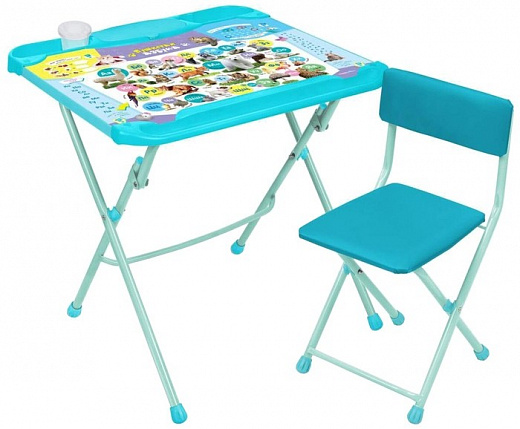 Купить Комплект Nika стол + стул Нашидетки (КНД4-3) Пушистая азбука 60x52 см голубой