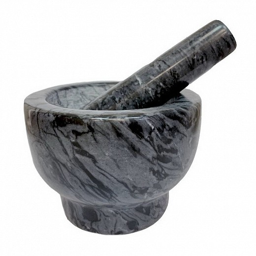 Купить Ступка с пестиком Kelli KL-0146 из натурального мраморного камня высота-9 см диаметр-13 см