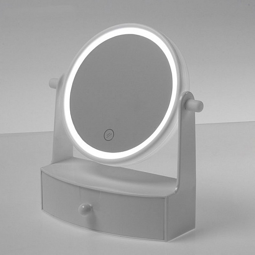 Купить Зеркало косметическое настольное LuazON KZ-05 с подсветкой белый