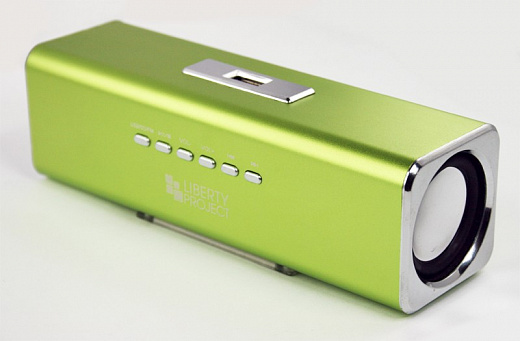 Купить Колонки портативные «LP» K-101 Зеленый (Металл+3,5 мм+USB+microSD+заменяемый АКБ+FM радио) (коробка)