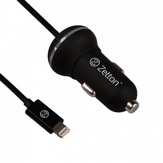 Купить АЗУ с кабелем Apple 8 pin и выходом USB ток зарядки 2,1А Zetton (ZTCC2AA8)