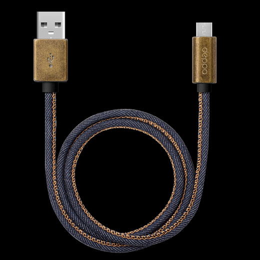 Купить Дата-кабель Jeans USB - micro USB, медь/джинса 1.2м, синий, Deppa