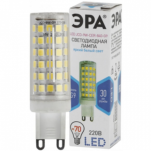 Купить Лампа светодиодная ЭРА Б0033186, G9, 9Вт, 4000 К