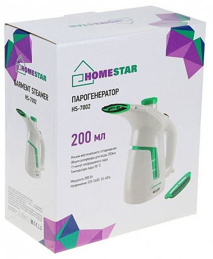Купить Отпариватель HOMESTAR HS-7002, белый/зеленый | Мелеон